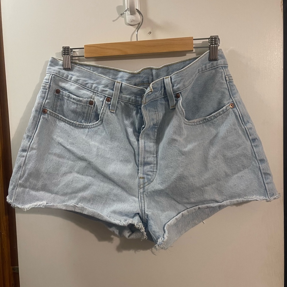 Levi's 501 women’s Blue Jean Shorts Distressed Cut-Off Style